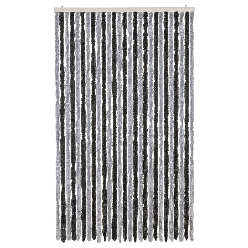 Vidaxl Fly Vorhang 118x220 cm Chenille grau und schwarz