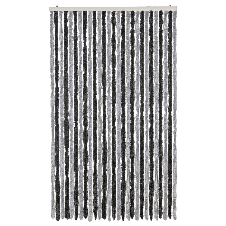 Vidaxl Fly Vorhang 118x220 cm Chenille grau und schwarz