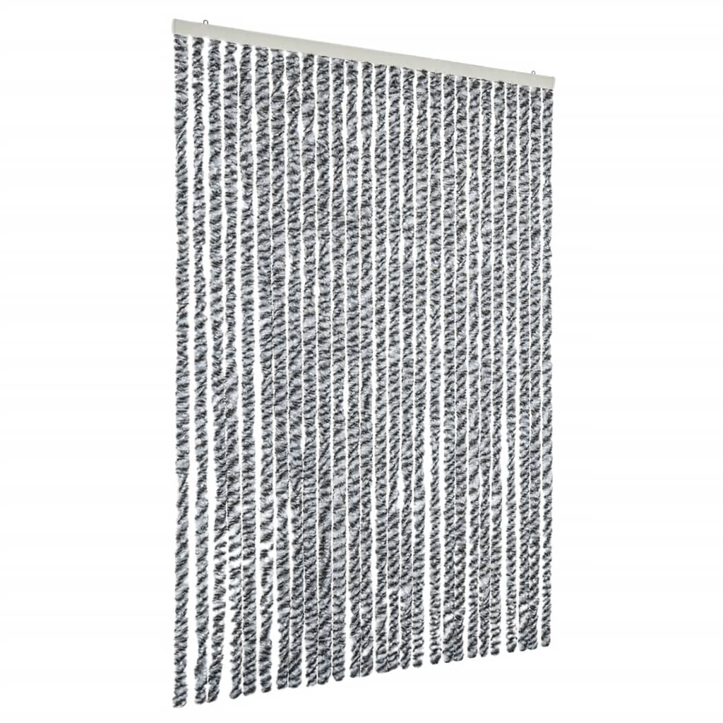 Vidaxl Fly Vorhang 118x220 cm Chenille grau und schwarz und weiß