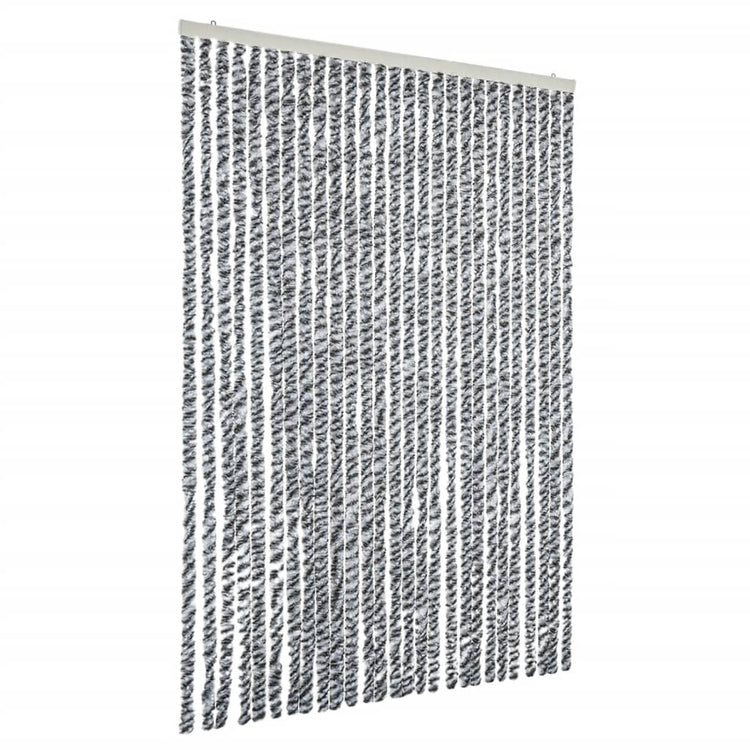 Vidaxl Fly Vorhang 118x220 cm Chenille grau und schwarz und weiß