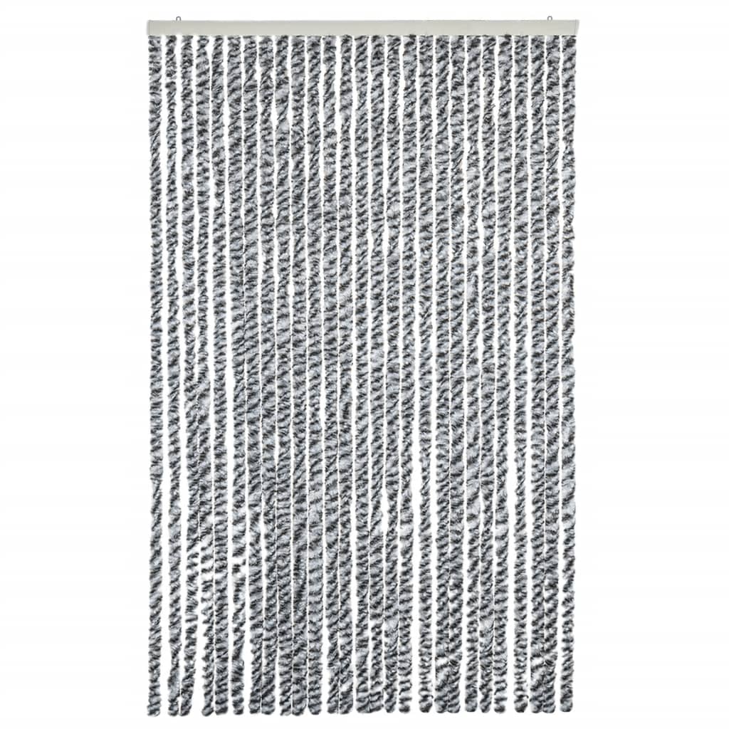 Vidaxl Fly Vorhang 118x220 cm Chenille grau und schwarz und weiß