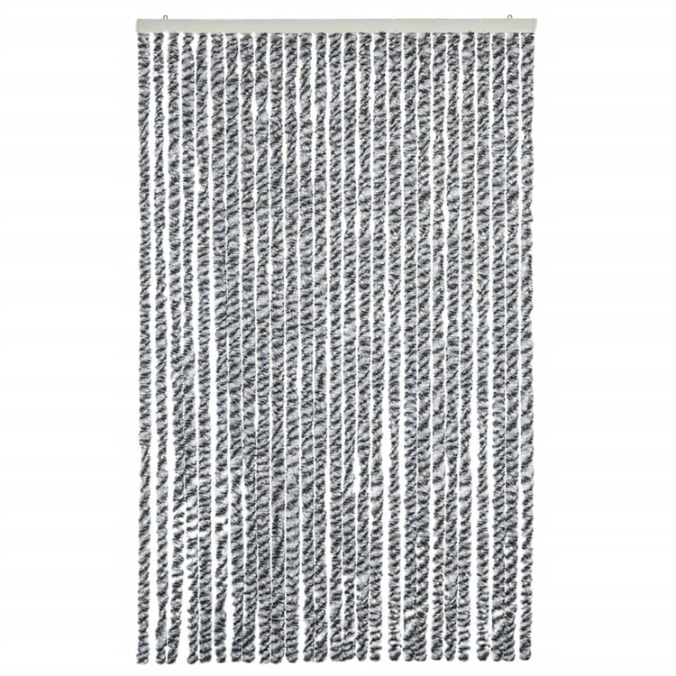 Vidaxl Fly Vorhang 118x220 cm Chenille grau und schwarz und weiß