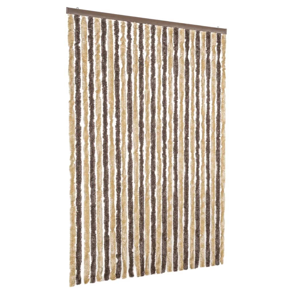 Vidaxl Fly Vorhang 118x220 cm Chenille dunkelbraun und beige