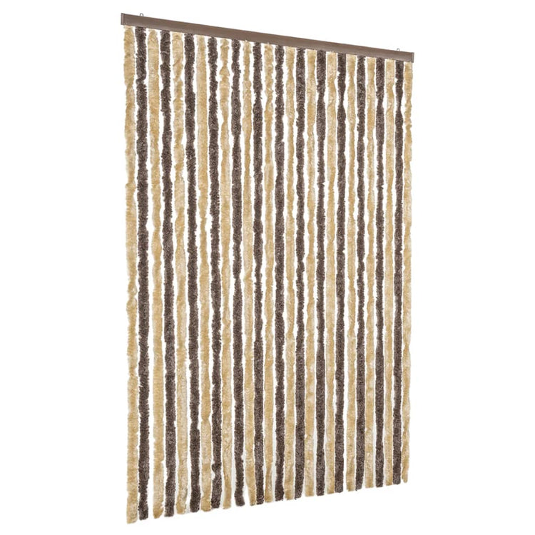 Vidaxl Fly Vorhang 118x220 cm Chenille dunkelbraun und beige