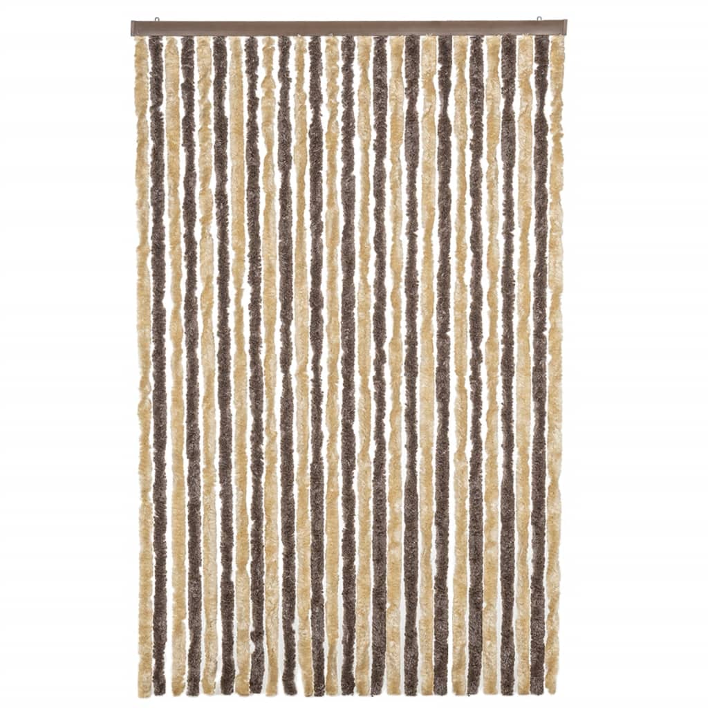 Vidaxl Fly Vorhang 118x220 cm Chenille dunkelbraun und beige