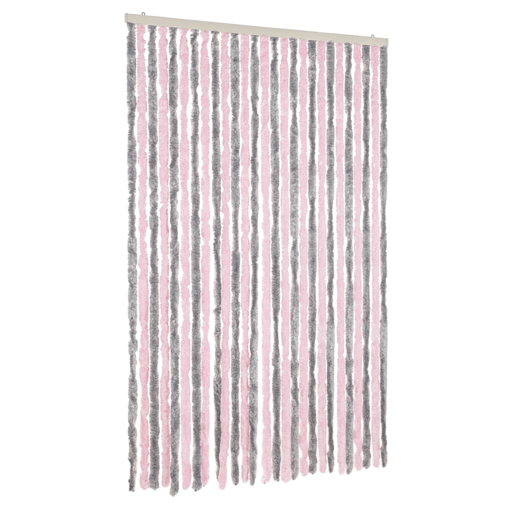 Vidaxl Fly Vorhang 118x220 cm Chenille Silbergrau und Rosa