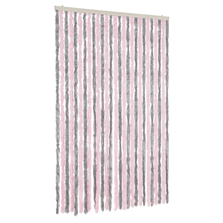 Vidaxl Fly Vorhang 118x220 cm Chenille Silbergrau und Rosa