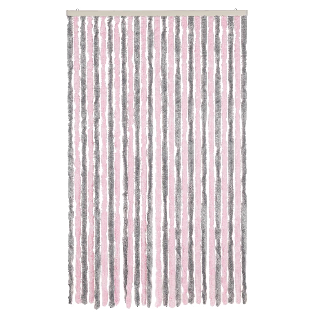 Vidaxl Fly Vorhang 118x220 cm Chenille Silbergrau und Rosa