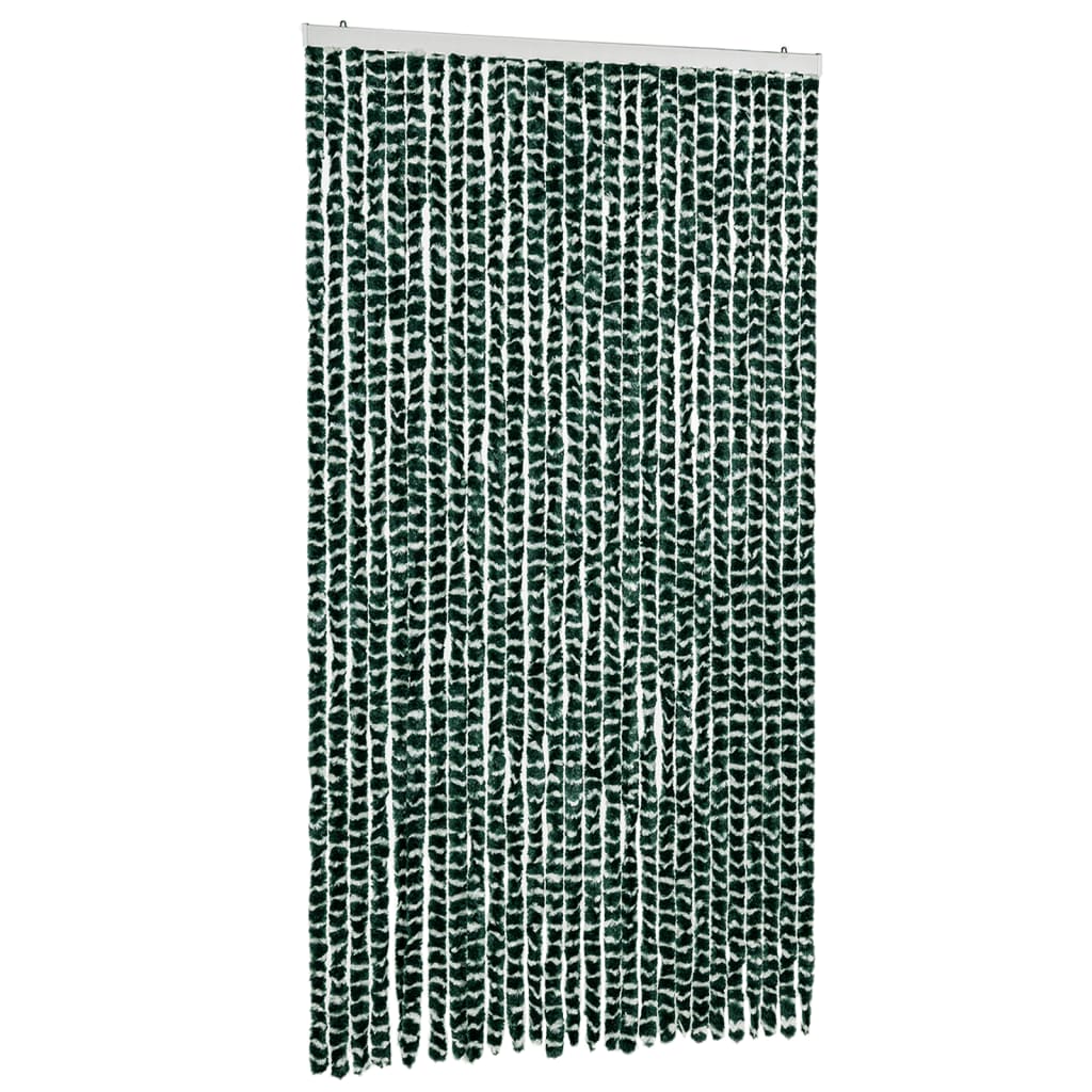 Vidaxl Fly Vorhang 118x220 cm Chenille grün und weiß