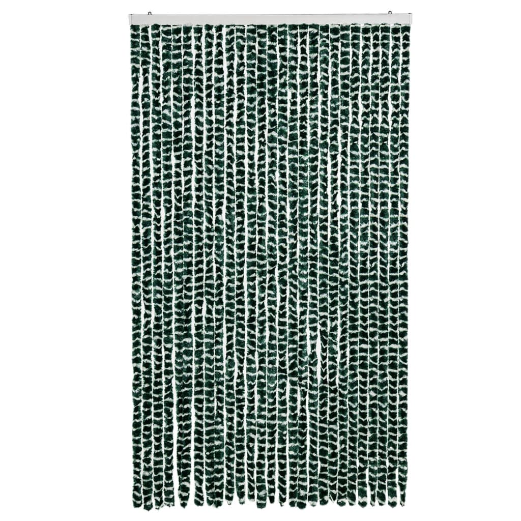 Vidaxl Fly Vorhang 118x220 cm Chenille grün und weiß