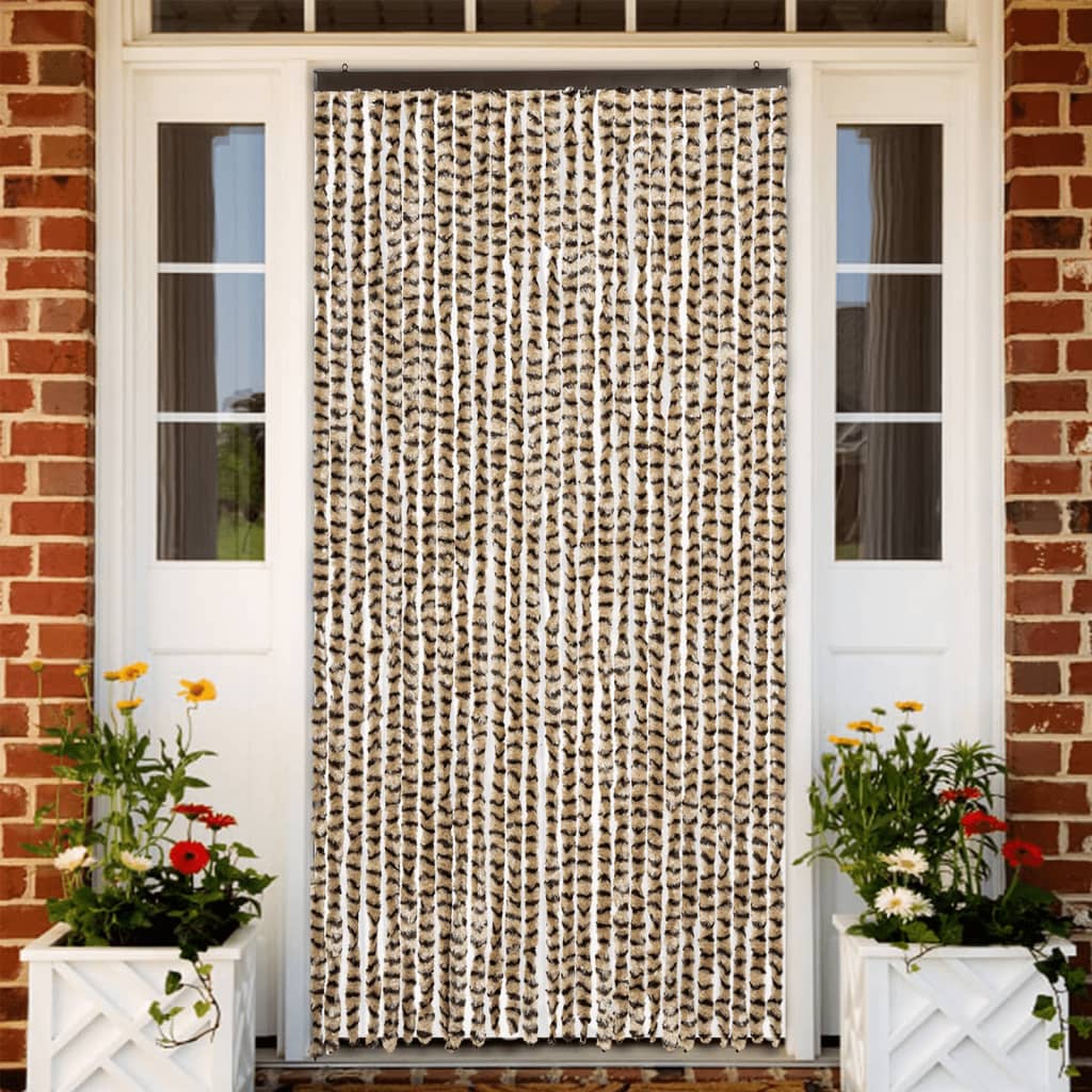 Vidaxl Fly Vorhang 118x220 cm Chenille Beige und Brown