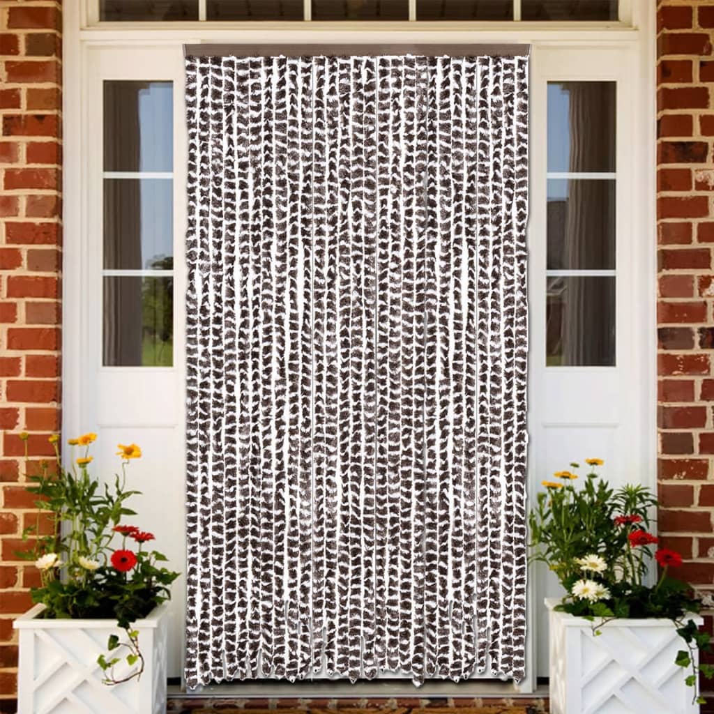 Vidaxl Fly Vorhang 118x220 cm Chenille Brown und Weiß