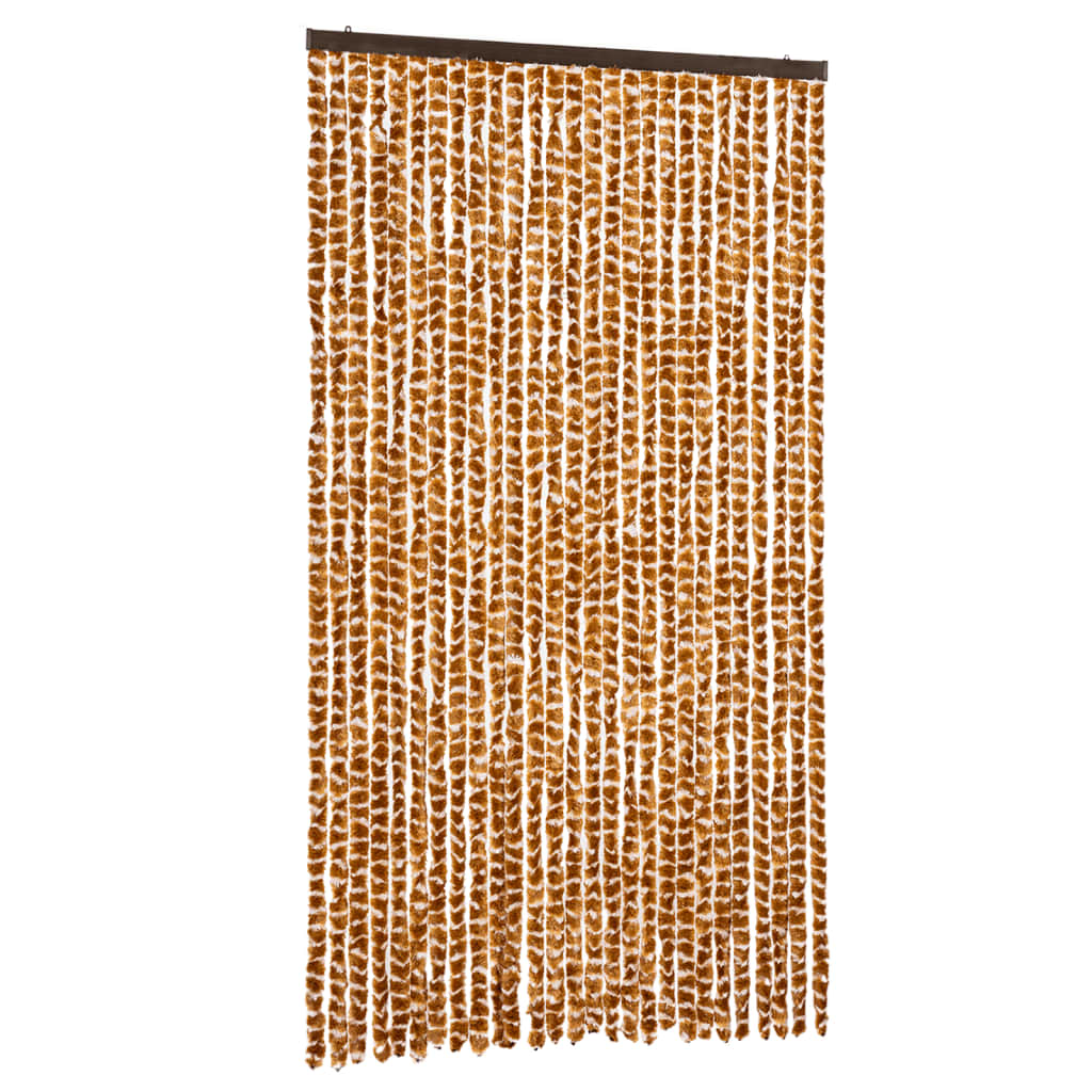 Vidaxl Fly Vorhang 118x220 cm Chenille Ocker und Weiß