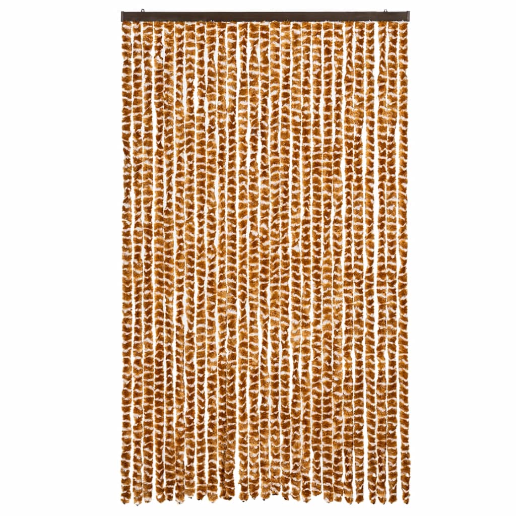 Vidaxl Fly Vorhang 118x220 cm Chenille Ocker und Weiß