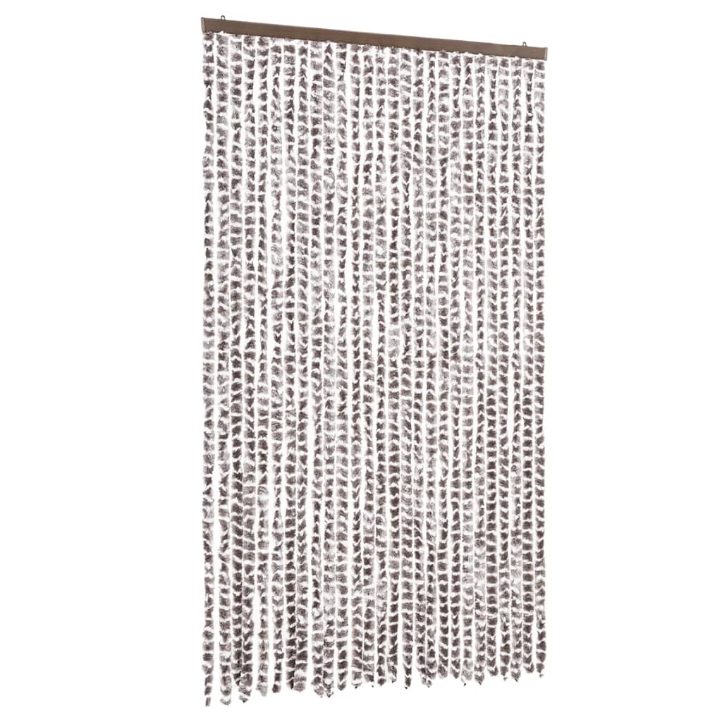Vidaxl Fly Vorhang 118x220 cm Chenille Taupe und Weiß