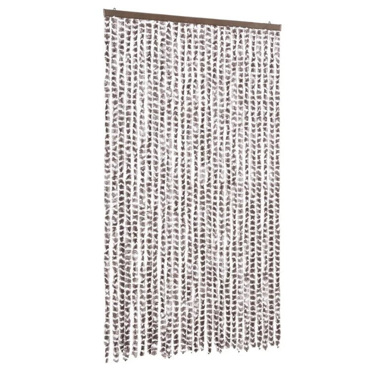 Vidaxl Fly Vorhang 118x220 cm Chenille Taupe und Weiß