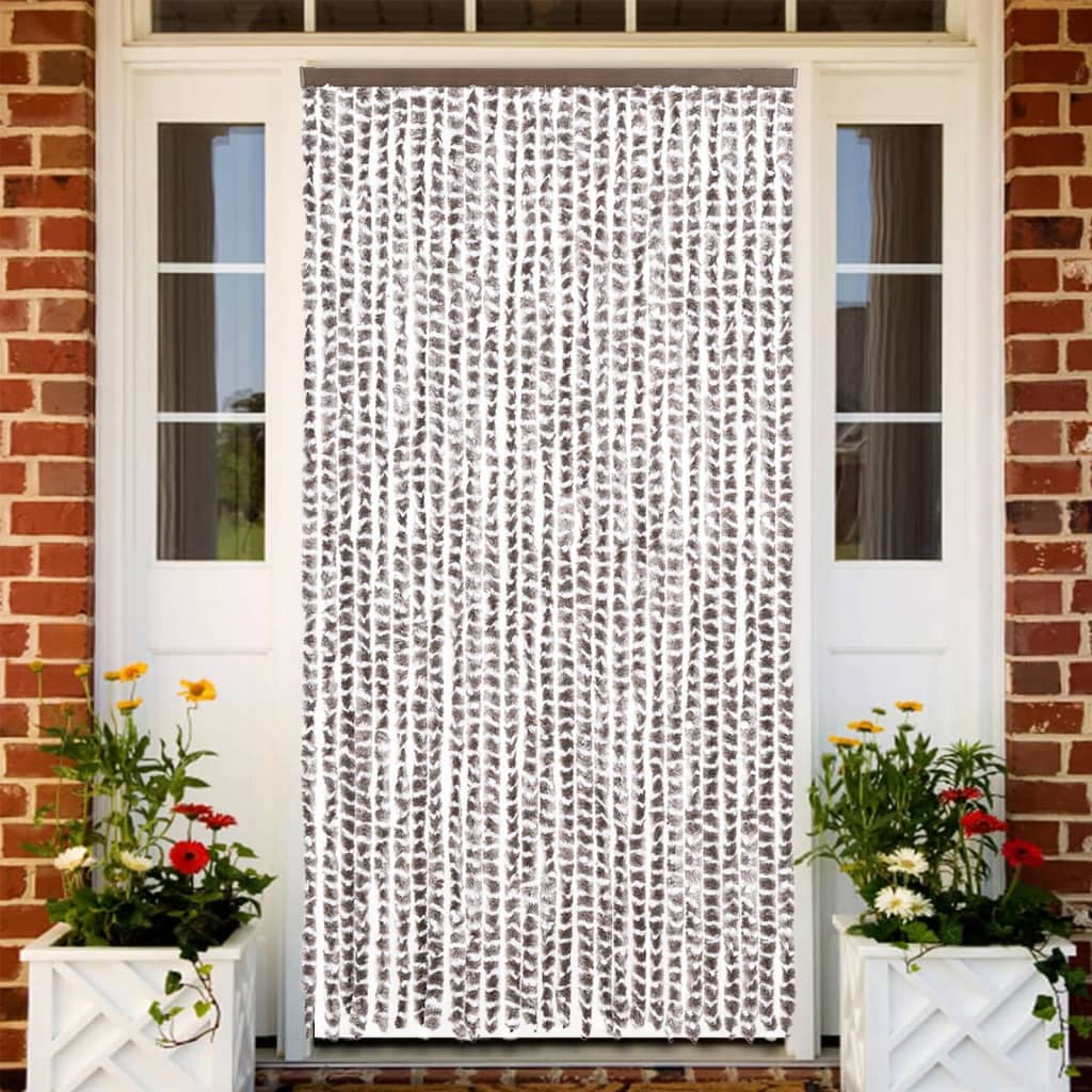 Vidaxl Fly Vorhang 118x220 cm Chenille Taupe und Weiß