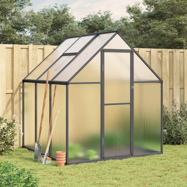 Vidaxl Tuinkas mit Basisrahmen 169x169x195 cm Aluminium -Anthrazitfarbe