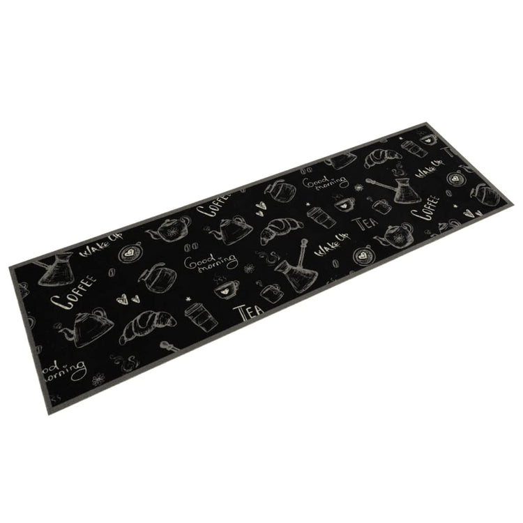 Vidaxl Küchenmatte Waschbarer Morgen Druck 45x150 cm Samt Schwarz