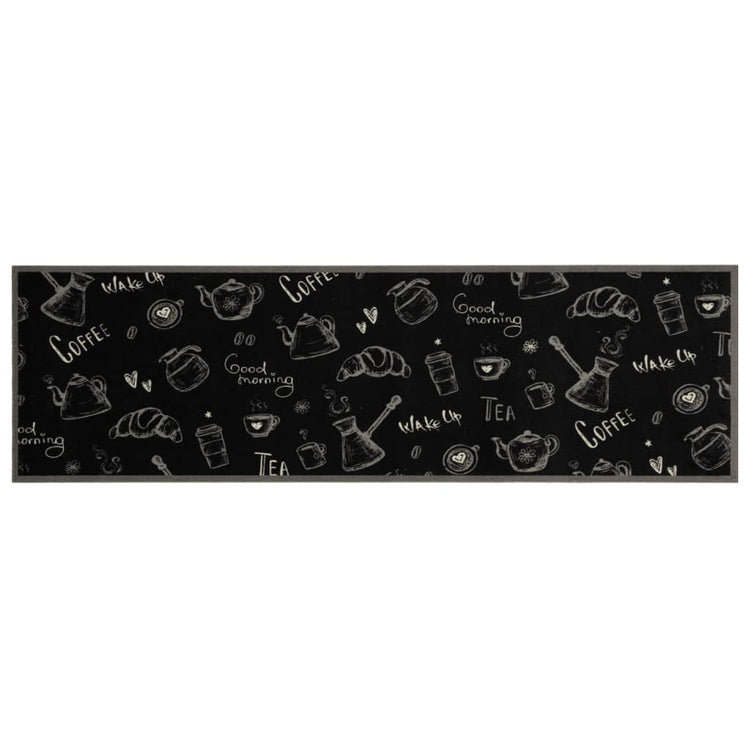 Vidaxl Küchenmatte Waschbarer Morgen Druck 45x150 cm Samt Schwarz