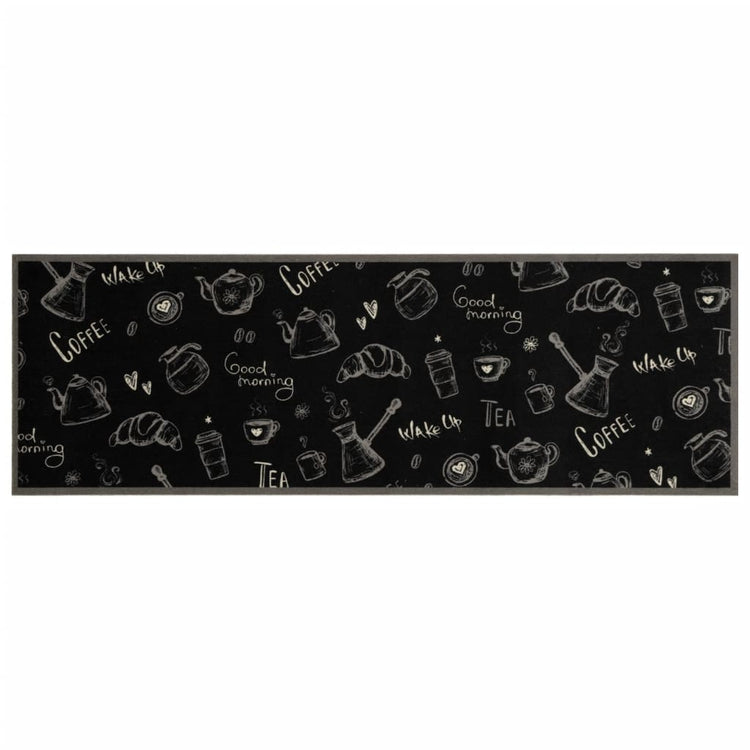 Vidaxl Küchenmatte Waschbarer Druck 60x180 cm Samt Schwarz