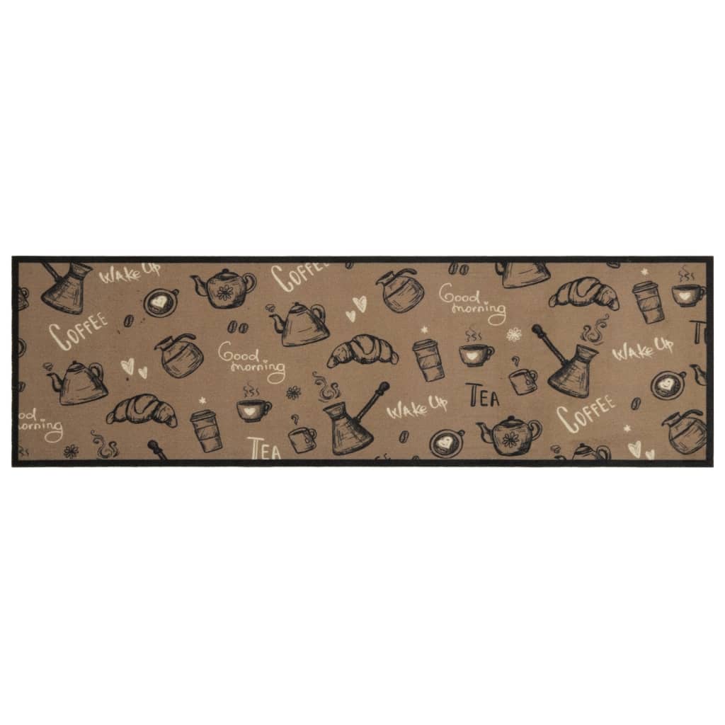 Vidaxl Küchenmatte Waschbarer Morgen Druck 45x150 cm Samtbraun