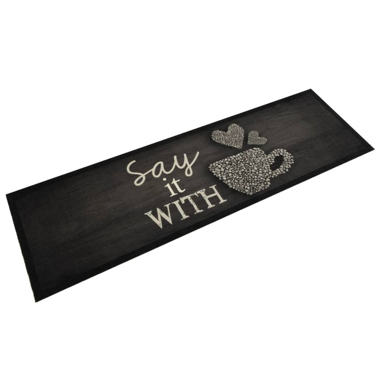 Vidaxl Küchenmatte Waschbarer Druck 45x150 cm Samt Schwarz