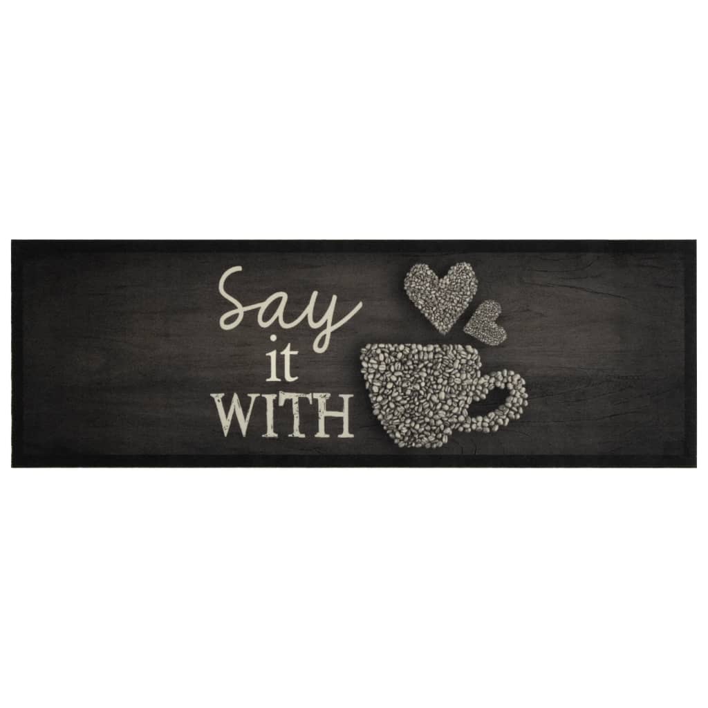 Vidaxl Küchenmatte Waschbarer Druck 60x180 cm Samt Schwarz