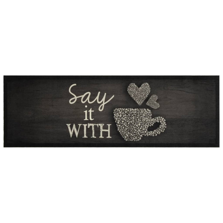 Vidaxl Küchenmatte Waschbarer Druck 60x180 cm Samt Schwarz