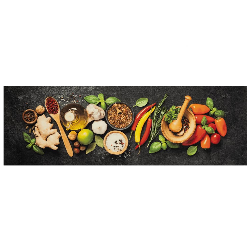 Vidaxx Küchenmatte waschbarer Kräuterdruck 60x180 cm Samt