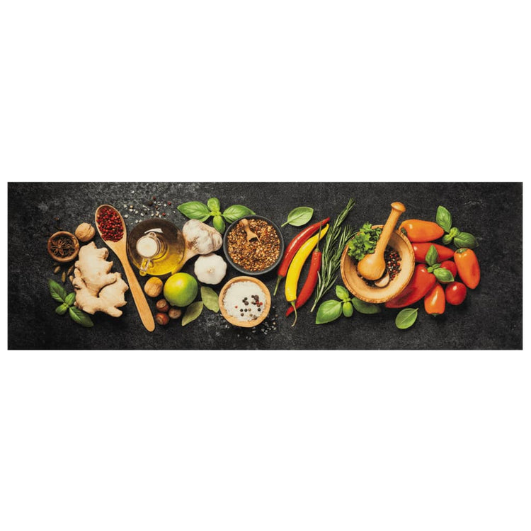 Vidaxx Küchenmatte waschbarer Kräuterdruck 60x180 cm Samt