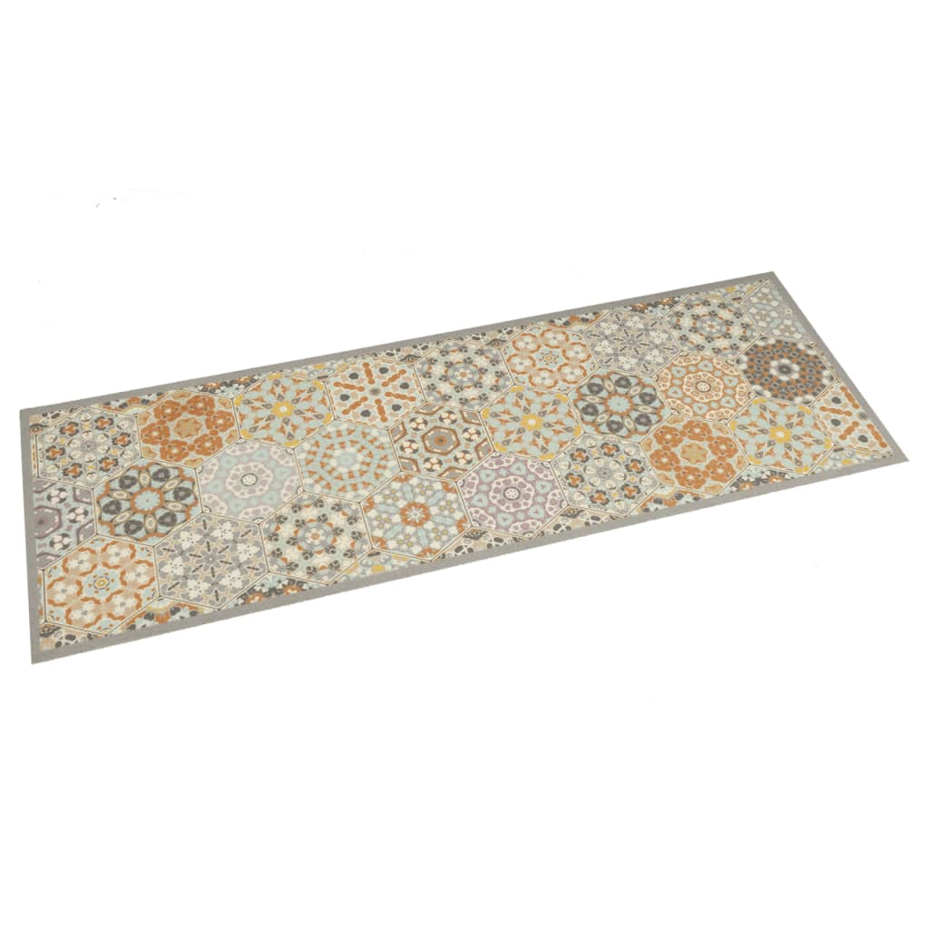 Vidaxl Küchenmatte waschbarer Hexagon Pastelldruck 45x150 cm Samt