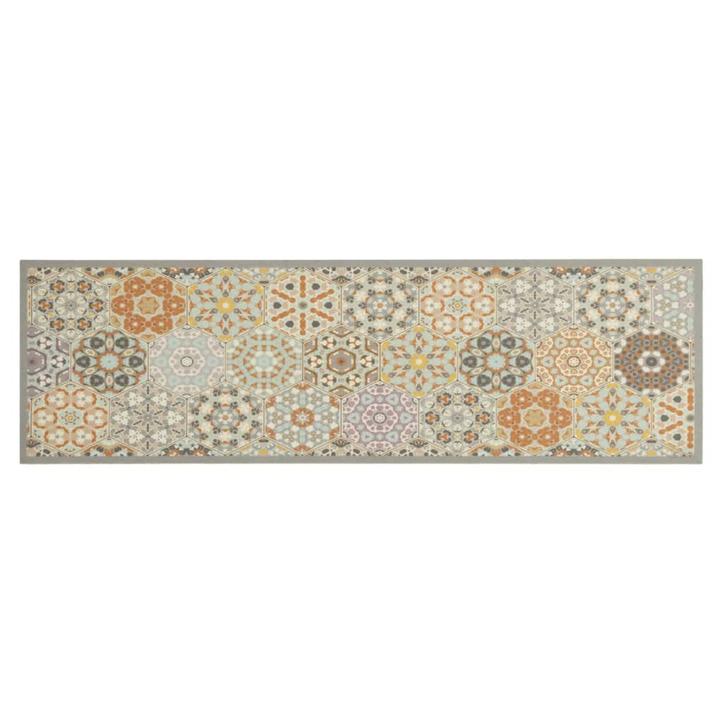 Vidaxl Küchenmatte waschbarer Hexagon Pastelldruck 45x150 cm Samt