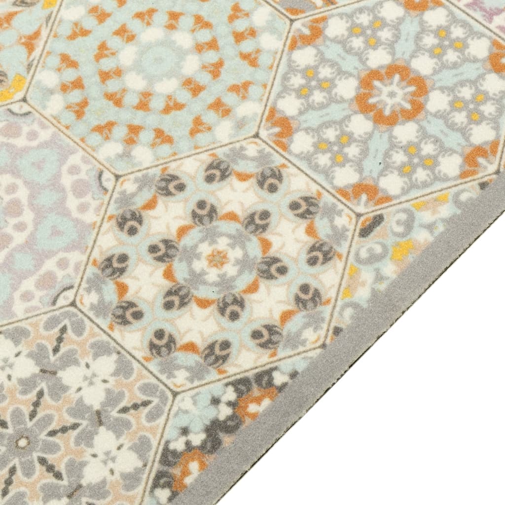 Vidaxl Küchenmatte waschbarer Hexagon Pastelldruck 45x150 cm Samt