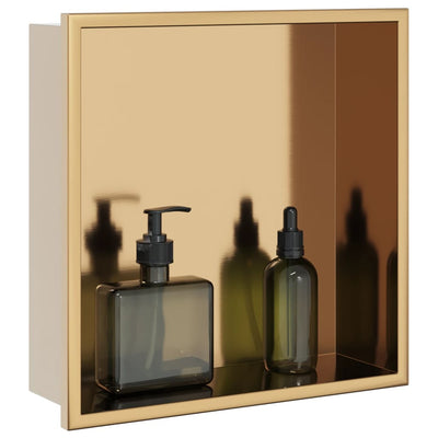 Vidaxx Duschnische 32x32x9 cm aus gebürstetem goldfarbenem Edelstahl