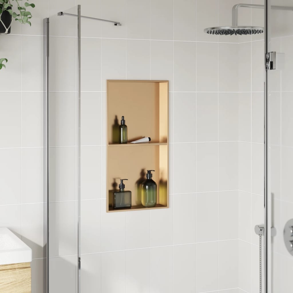 Vidaxx Duschnische 32x62x9 cm aus gebürstetem goldfarbenem Edelstahl