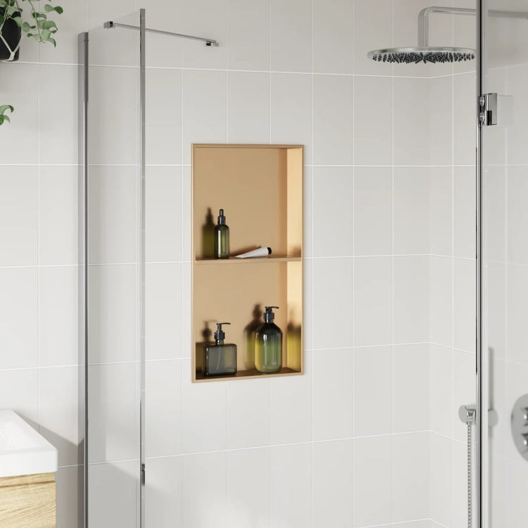 Vidaxx Duschnische 32x62x9 cm aus gebürstetem goldfarbenem Edelstahl