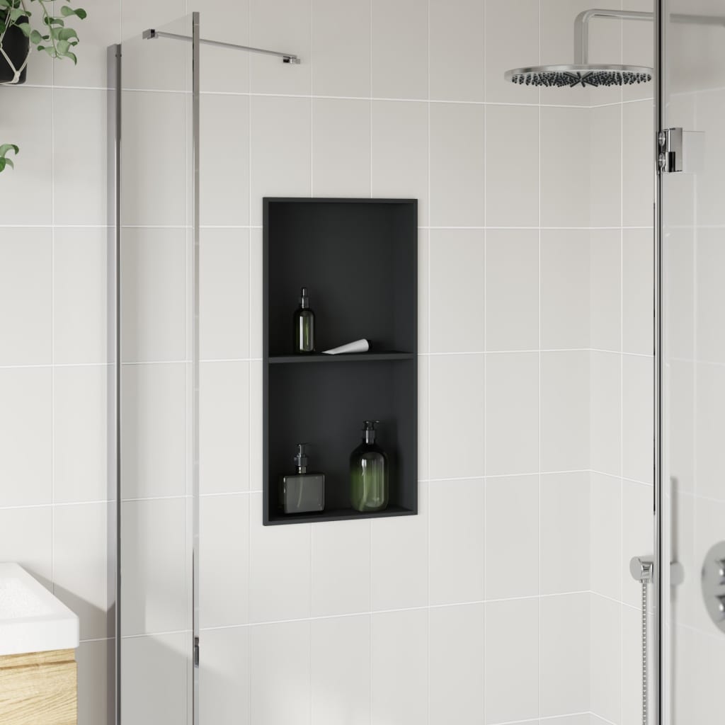 VIDAXL -Dusche 32x62x9 cm Edelstahl mattschwarz