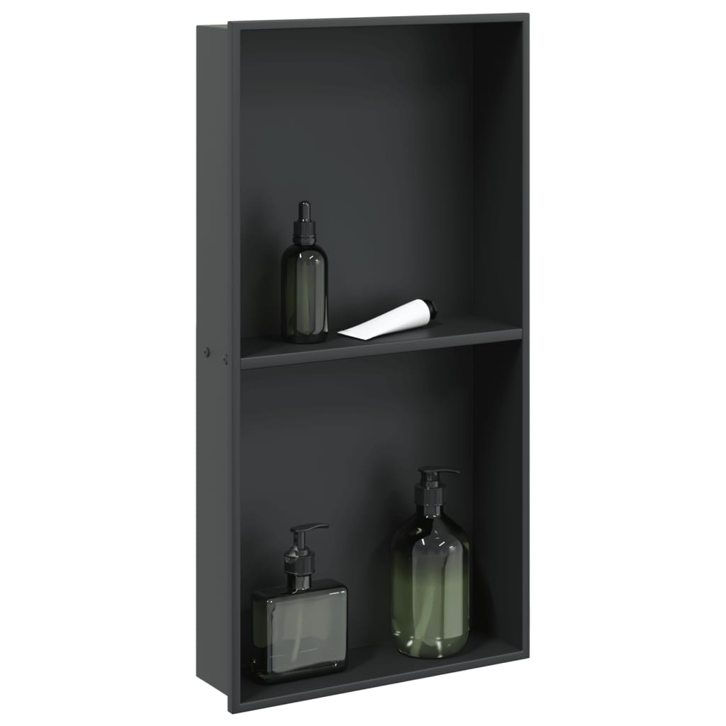 VIDAXL -Dusche 32x62x9 cm Edelstahl mattschwarz