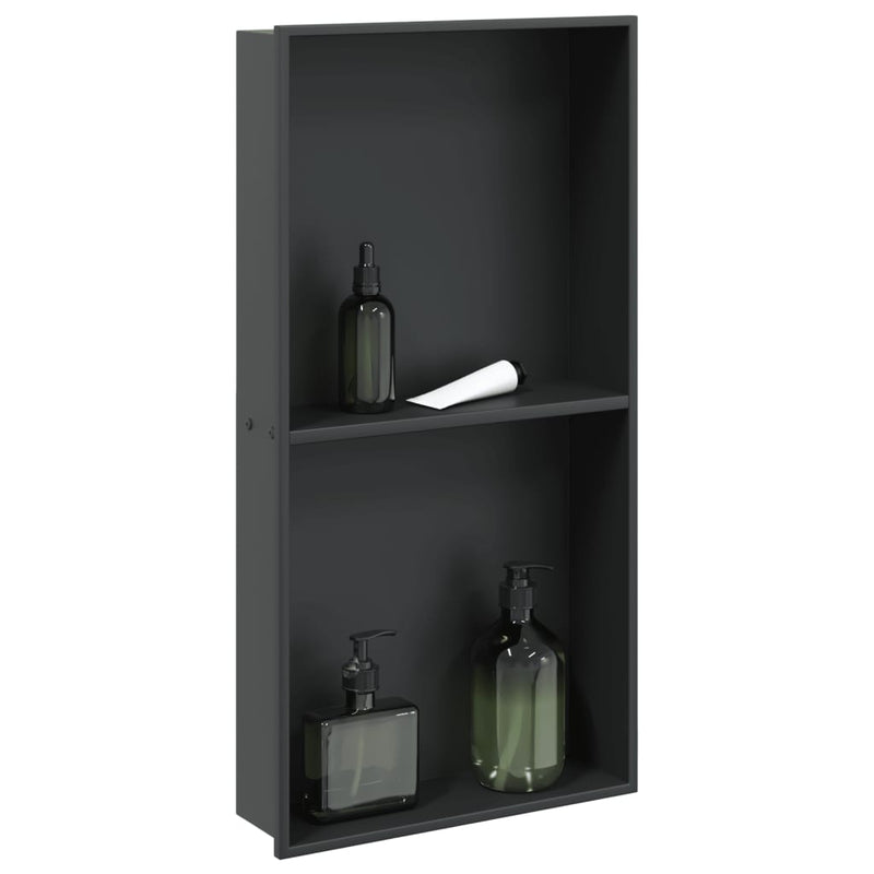 VIDAXL -Dusche 32x62x9 cm Edelstahl mattschwarz