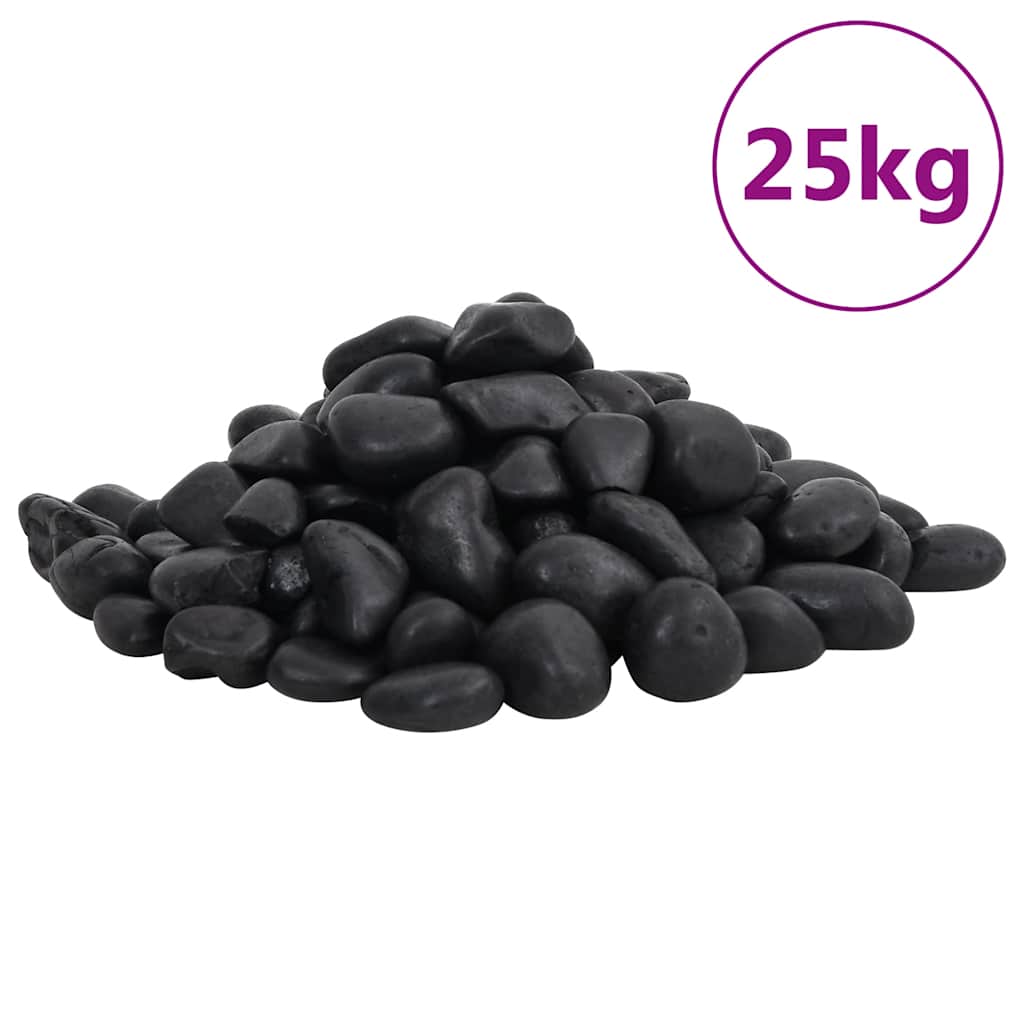 Vidaxl Kieselsteine poliert 2-5 cm 25 kg schwarz