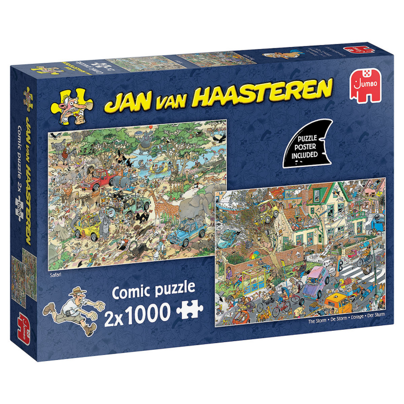 Jumbo Jan van Haasteren Puzzle - 2in1 Safari-Sturm, 2x1000 Teile.