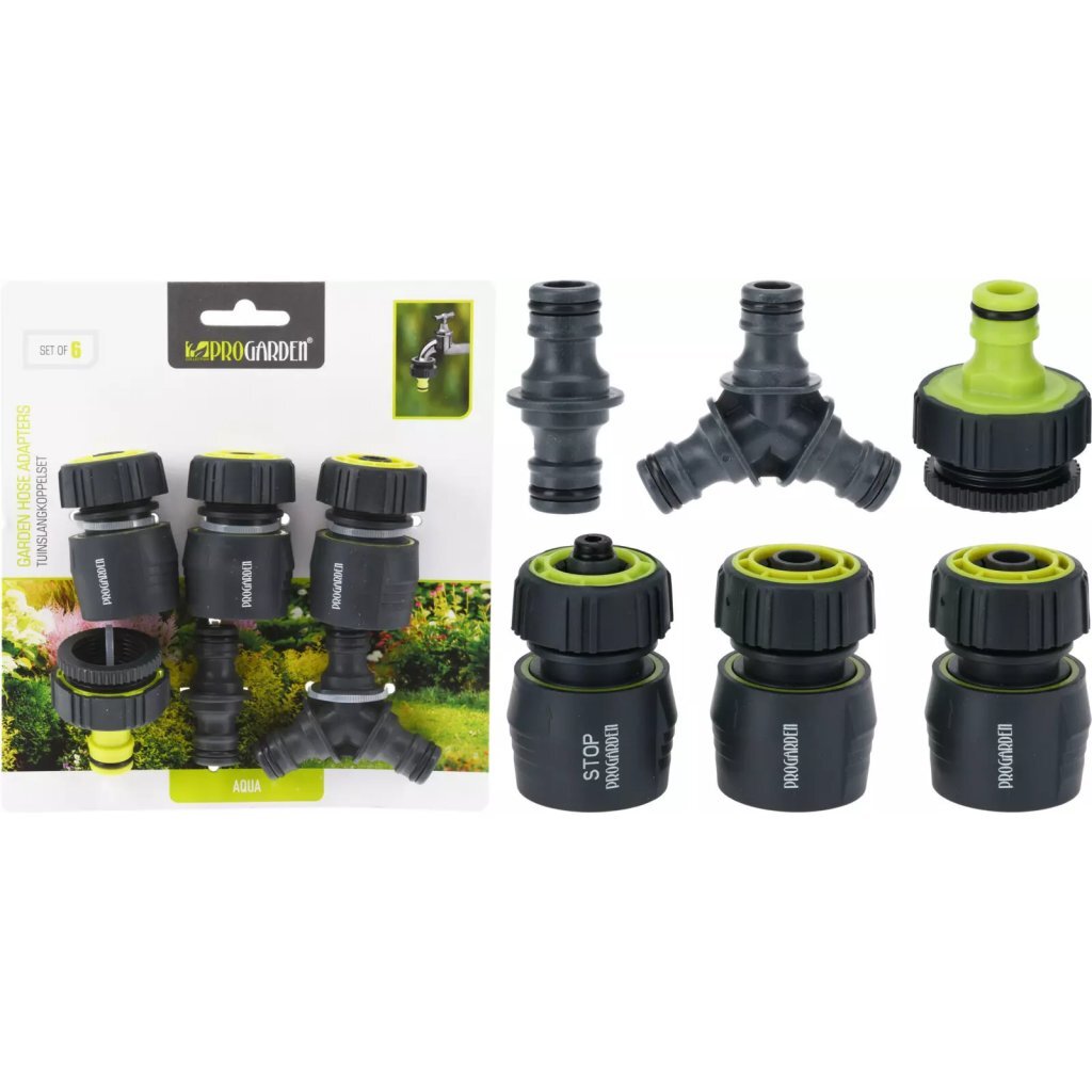 Pro Garden Gartenschlauchaufsätze, 6 Stück, Anthrazitgrün