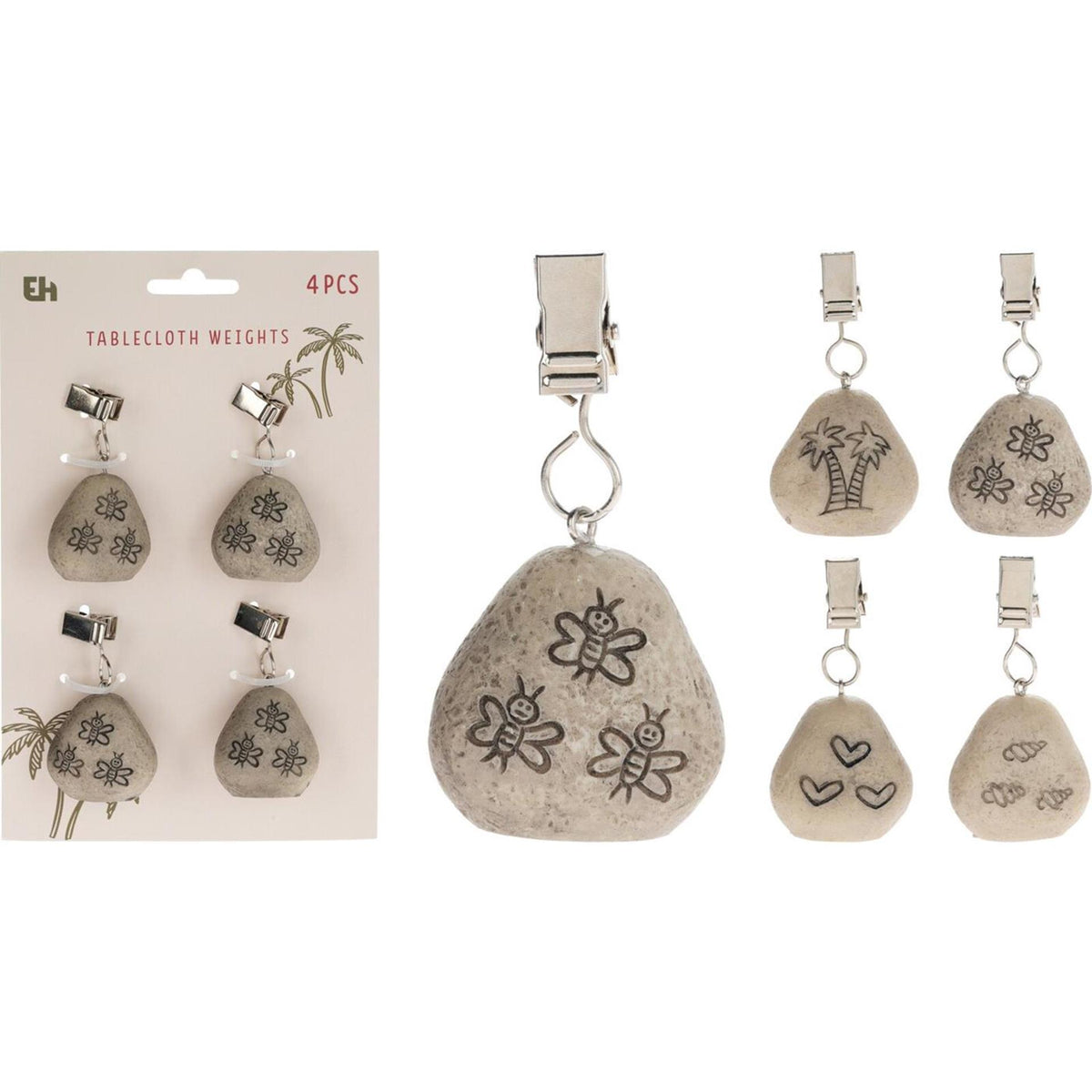 Excellent Houseware Tischdeckenbeschwerer aus Stein, 4-teiliges Set