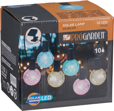 Pro Garden farbige Solar-Partylichter, 10 kristallähnliche Lampen, 2,7 Meter solarbetriebene Lichterkette