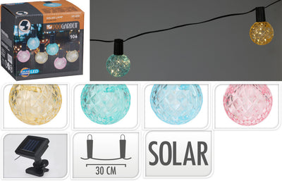 Pro Garden farbige Solar-Partylichter, 10 kristallähnliche Lampen, 2,7 Meter solarbetriebene Lichterkette