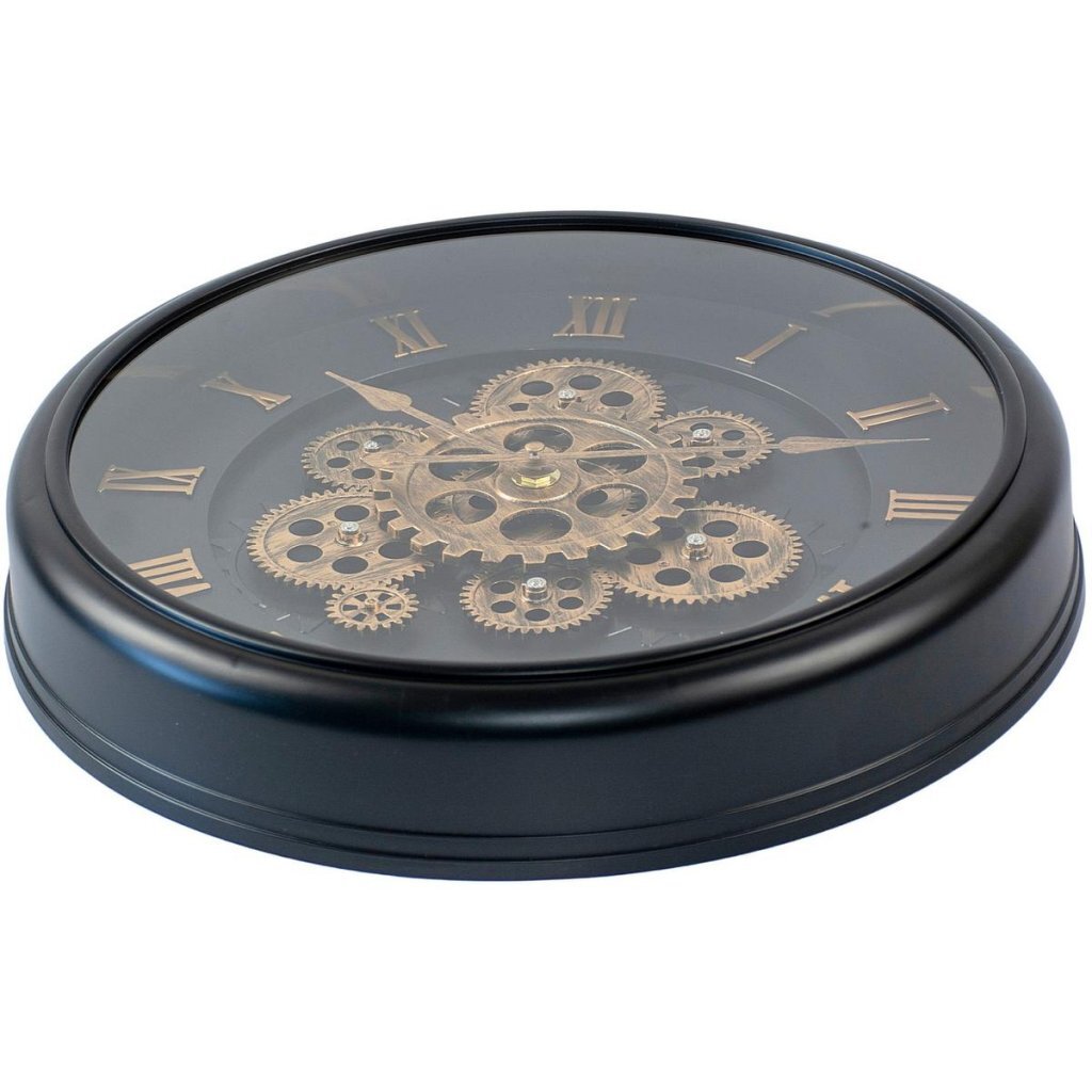 Excellent Houseware analoge Wanduhr 40 cm gold schwarz