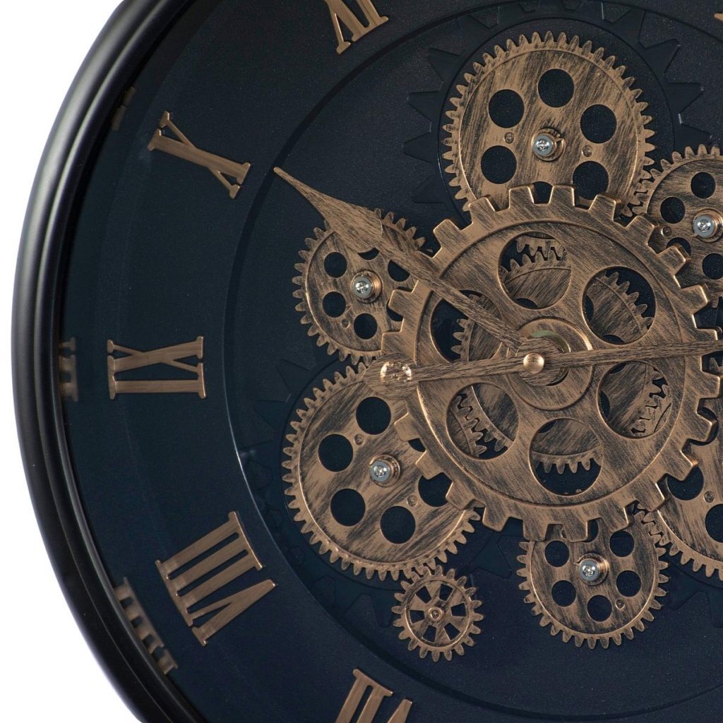 Excellent Houseware analoge Wanduhr 40 cm gold schwarz