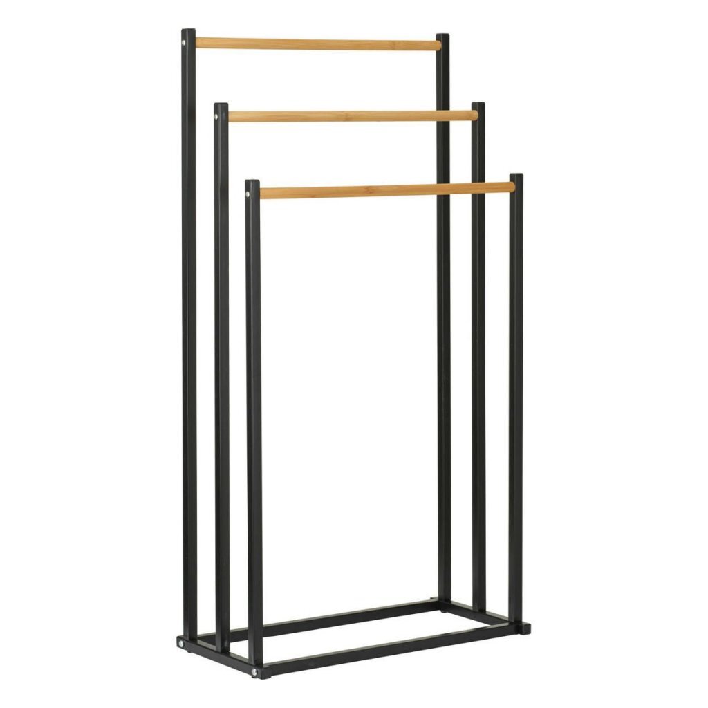 Bathroom Solutions Handtuchhalter 45x23x85 cm Metall Bambus schwarz