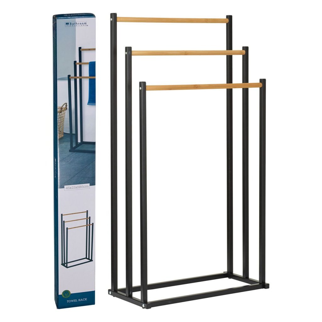 Bathroom Solutions Handtuchhalter 45x23x85 cm Metall Bambus schwarz